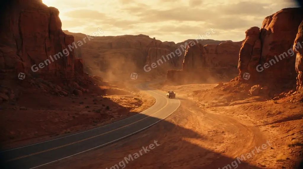 Golden canyon road, cinematic wide